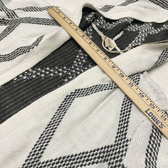 New Hem &Thread Womens Open Front Long Hooded Cardigan Gray White Size Small - Picture 9 of 12